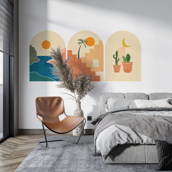 Boho Landscape Removable Wall Decal: Abstract Nursery Decor