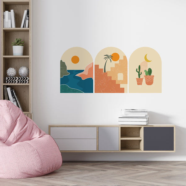 Boho Landscape Removable Wall Decal: Abstract Nursery Decor