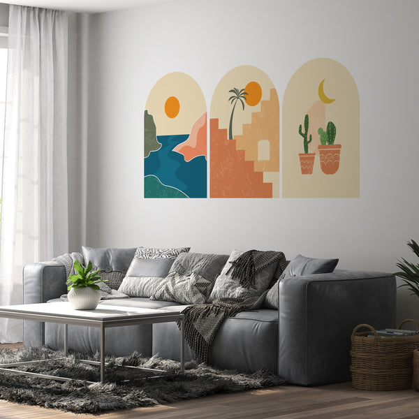 Boho Landscape Removable Wall Decal: Abstract Nursery Decor