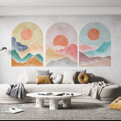 Boho Mountain Landscape Wall Decal: Abstract Arch Decor