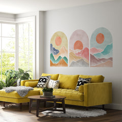 Boho Mountain Landscape Wall Decal: Abstract Arch Decor