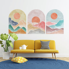 Boho Mountain Landscape Wall Decal: Abstract Arch Decor