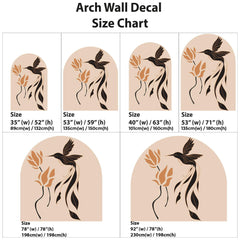 Boho Natural Hummingbird & Flower Arch Wall Decal - Abstract Botanical Bird Wall Mural