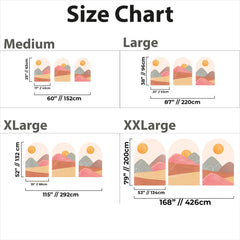 Boho Sunset Arch Wall Decal Set – Terracotta Landscape Peel and Stick Mural for Bedroom or Nursery