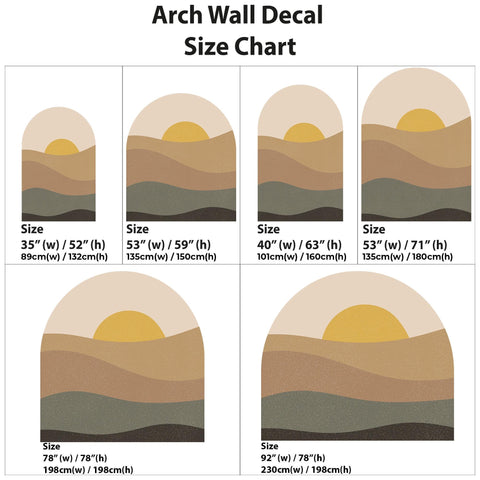 Boho Sunset Arch Wall Decal, Earth Tone Wall Mural, Minimalist Peel and Stick Wall Art, Neutral Bedroom Decor, Kids Room Arch Sticker