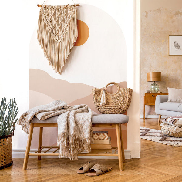 Boho Sunset Arch Wall Decal: Pastel Desert Landscape, Peel & Stick