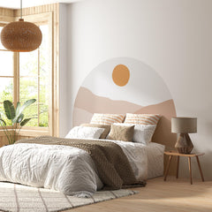 Boho Sunset Arch Wall Decal: Pastel Desert Landscape, Peel & Stick