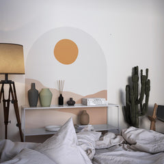 Boho Sunset Arch Wall Decal: Pastel Desert Landscape, Peel & Stick