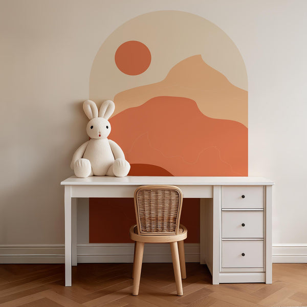 Boho Terracotta Arch Wall Decal: Peel and Stick Headboard Mural