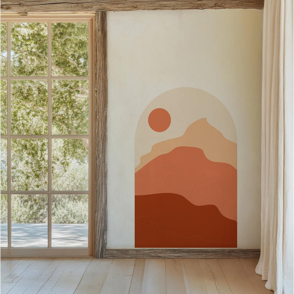 Boho Terracotta Arch Wall Decal: Peel and Stick Headboard Mural