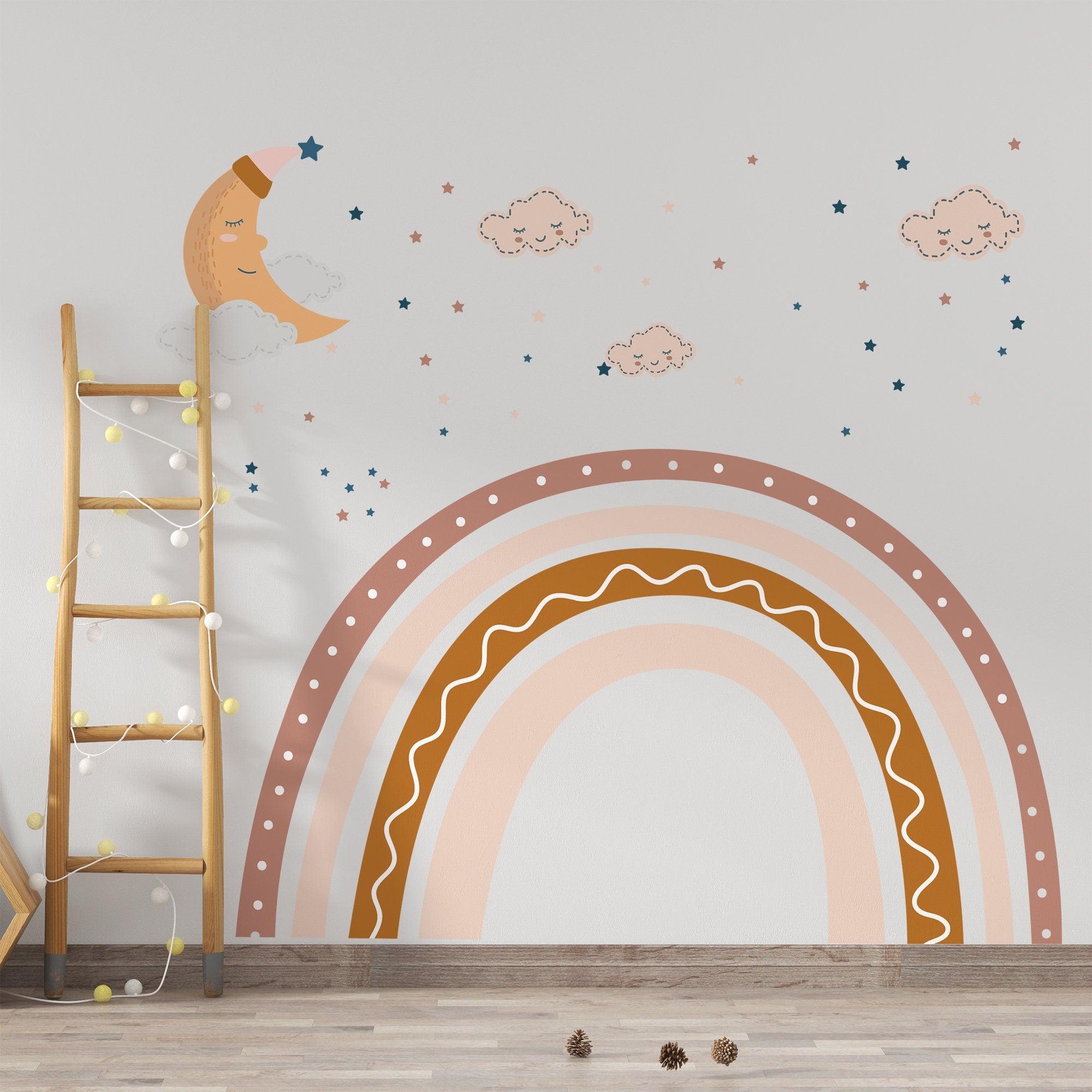 Brown Boho Rainbow Wall Decal: Nursery Decor