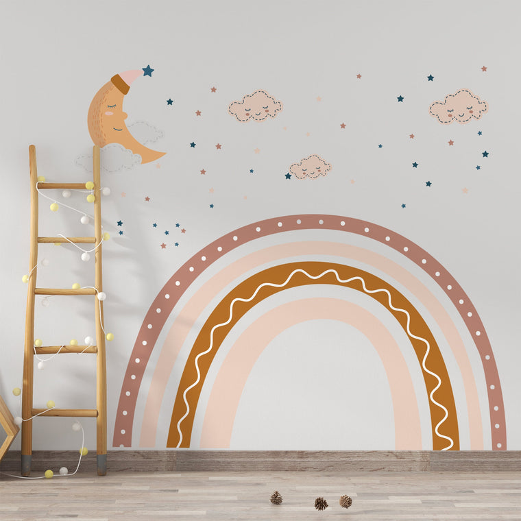 Brown Boho Rainbow Wall Decal: Nursery Decor