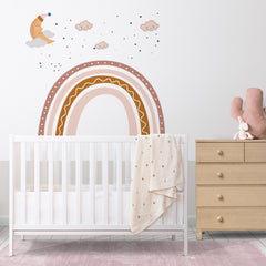 Brown Boho Rainbow Wall Decal: Nursery Decor