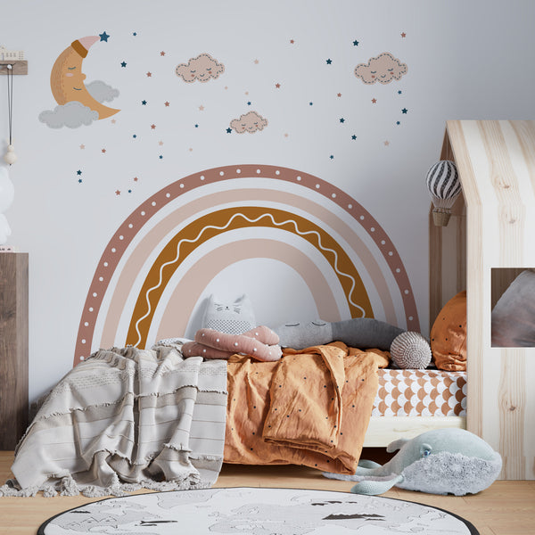 Brown Boho Rainbow Wall Decal: Nursery Decor