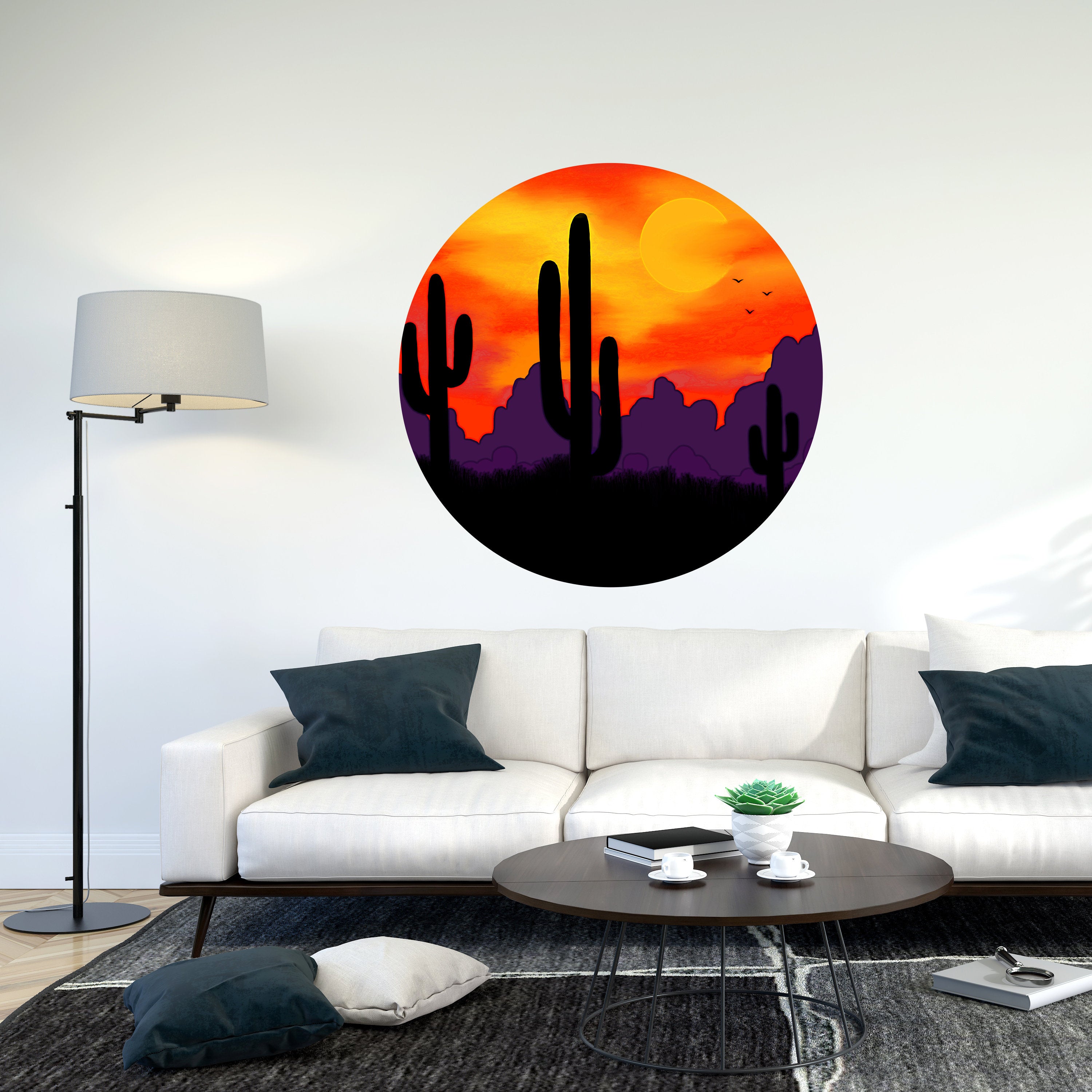 Circle Wall Decal, Color Circle Wall Sticker, Geometric Wall Art, Removable Wall Sticker