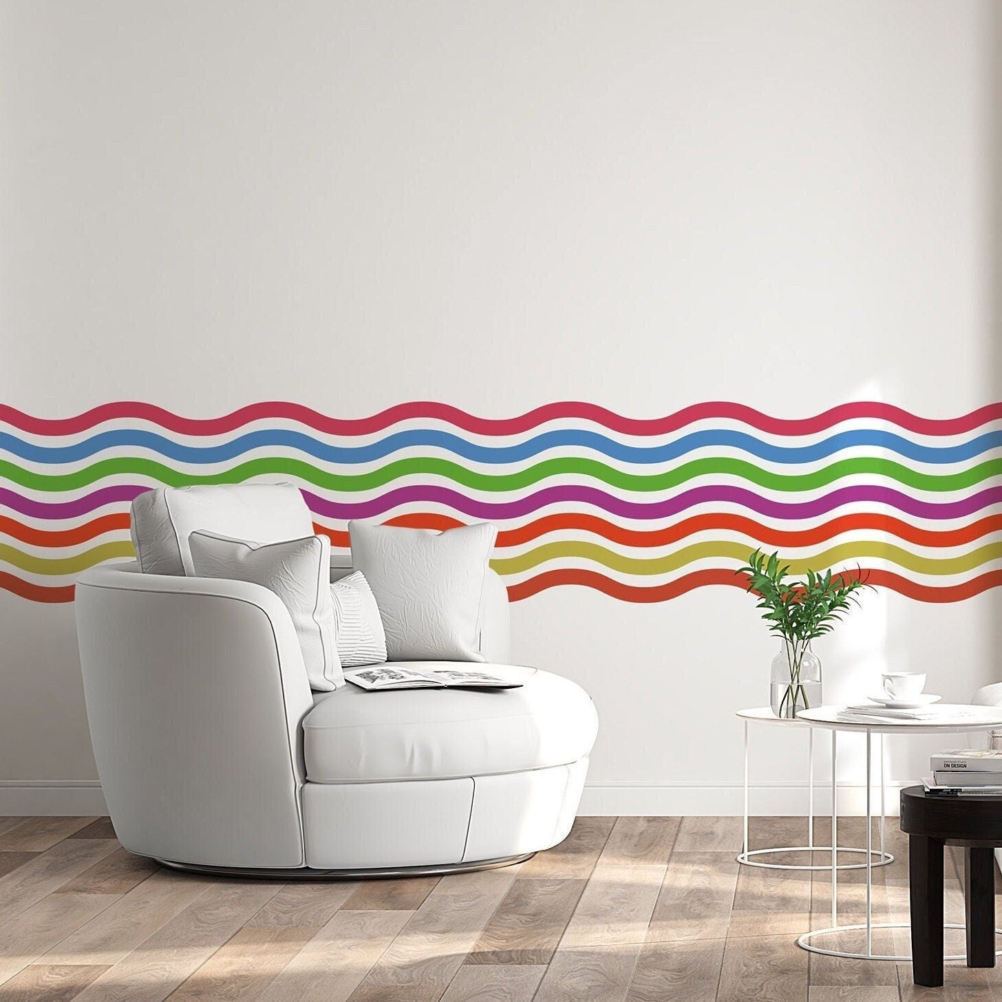 Colorful Zig Zag Arch Wall Decal: Modern Abstract Line Decor
