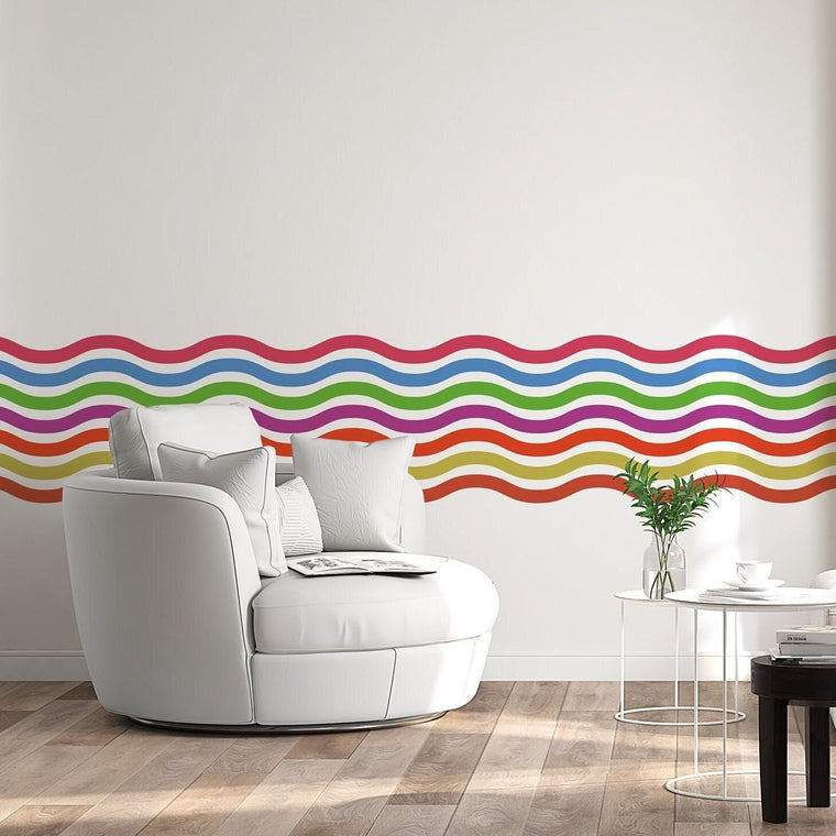 Colorful Zig Zag Arch Wall Decal: Modern Abstract Line Decor