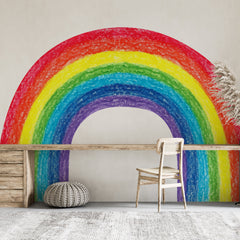 Crayon Rainbow Wall Decal: Colorful Nursery Sticker