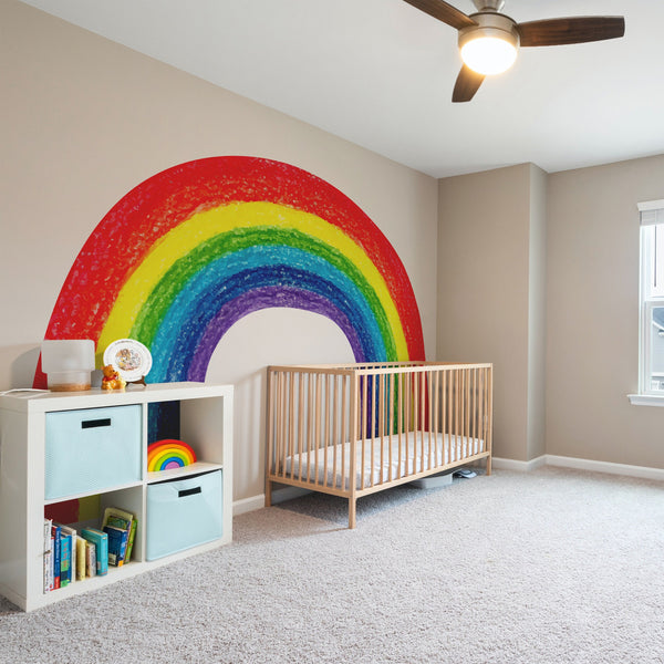 Crayon Rainbow Wall Decal: Colorful Nursery Sticker