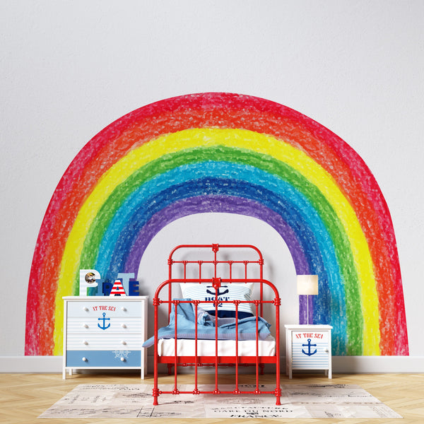 Crayon Rainbow Wall Decal: Colorful Nursery Sticker