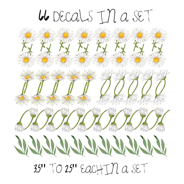 Daisy Wall Decals, Removable Wall Decal, Flowers Wall Decal, Bohemian Wall Decal, Girls Room Decor, Daisy Wall Stickers, Daisy Stickers
