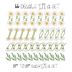 Daisy Wall Decals, Removable Wall Decal, Flowers Wall Decal, Bohemian Wall Decal, Girls Room Decor, Daisy Wall Stickers, Daisy Stickers