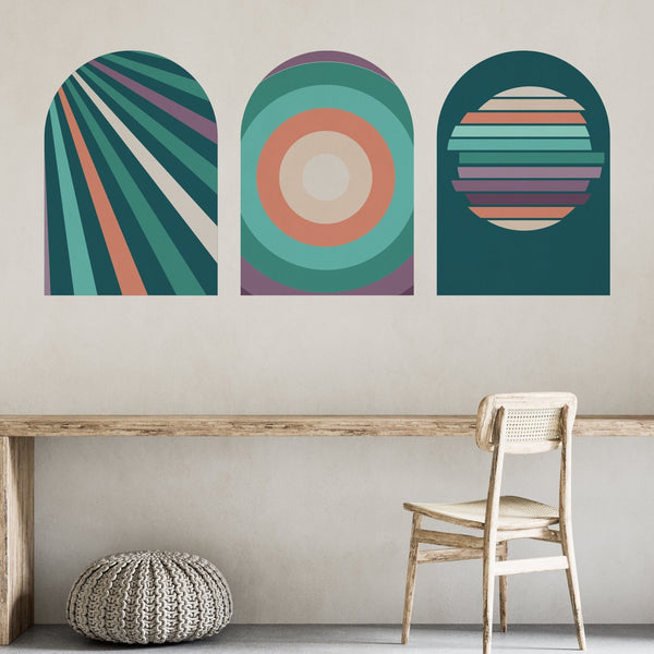 Dark Lines and Vintage Texture 3 Set Of Wall Decal