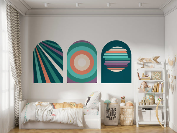 Dark Lines and Vintage Texture 3 Set Of Wall Decal