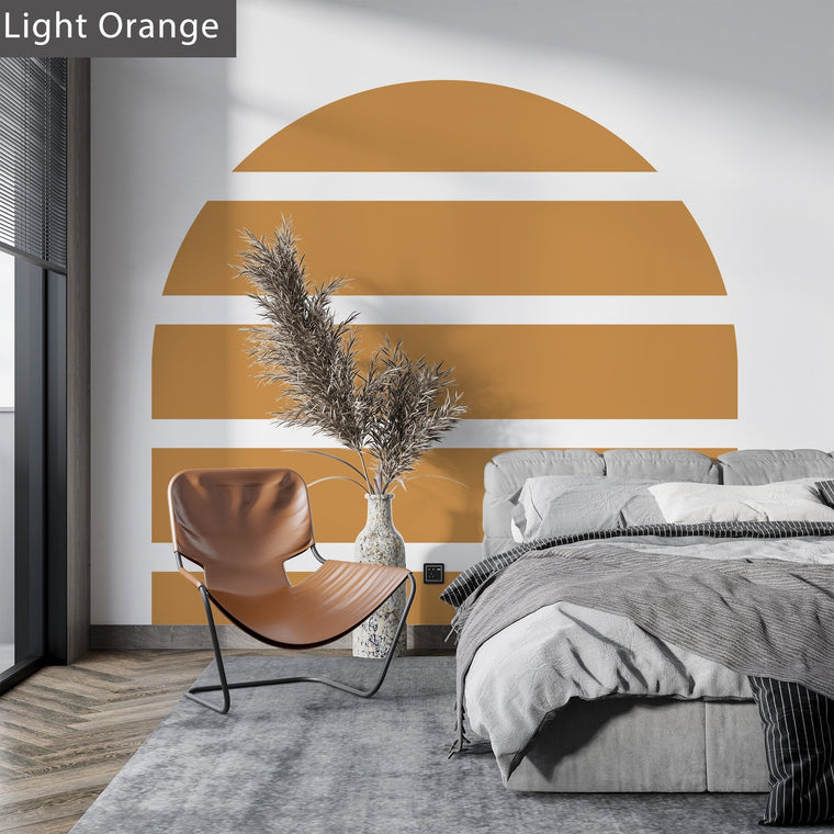 Striped Arch Wall Decal – Modern Geometric Arch Headboard Wall Mural for Bedroom, Nursery & Living Room Decor