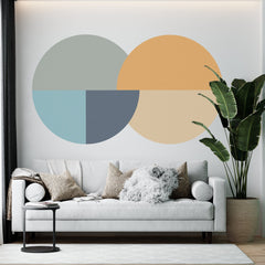 Geometric Circle Wall Decal: Abstract Earth Tones, Modern Wall Art