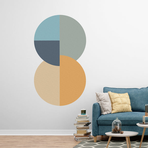 Geometric Circle Wall Decal: Abstract Earth Tones, Modern Wall Art