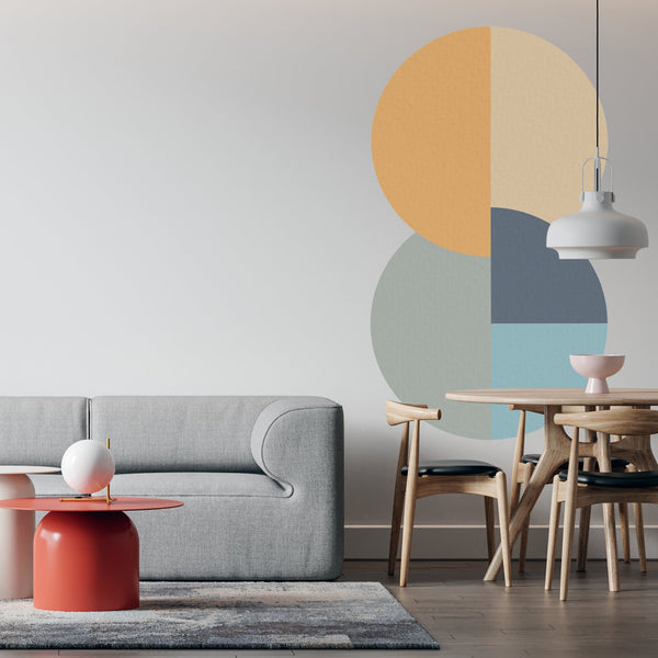Geometric Circle Wall Decal: Abstract Earth Tones, Modern Wall Art