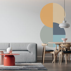 Geometric Circle Wall Decal: Abstract Earth Tones, Modern Wall Art