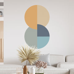 Geometric Circle Wall Decal: Abstract Earth Tones, Modern Wall Art