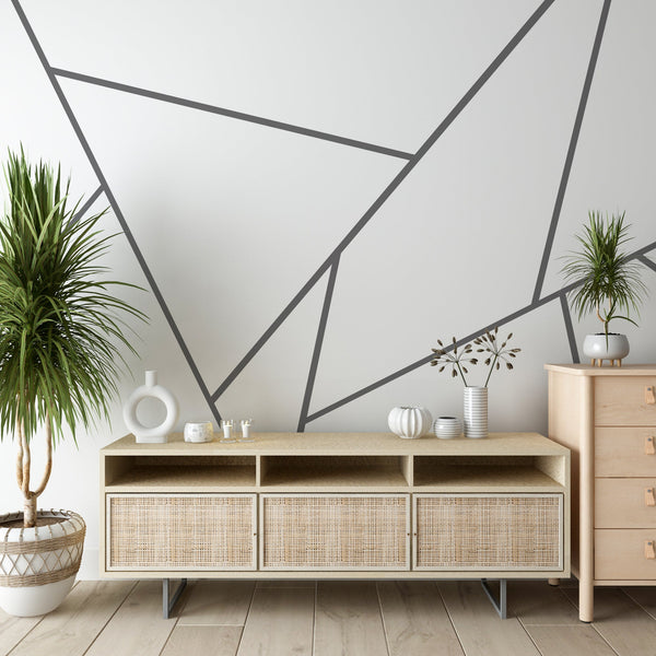 Geometric Line Wall Decal: Gold Silver Black Peel & Stick Wallpaper