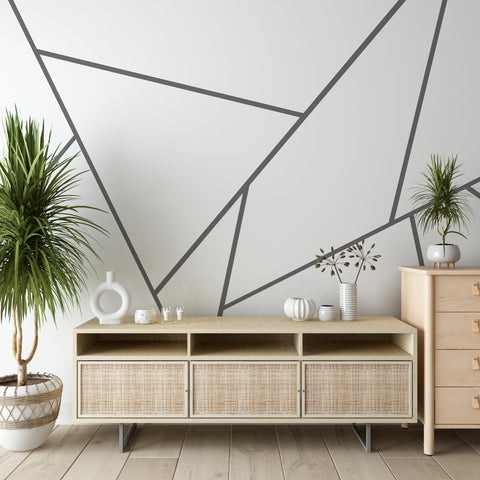 Geometric Line Wall Decal: Gold Silver Black Peel & Stick Wallpaper