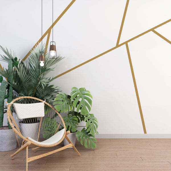 Geometric Line Wall Decal: Gold Silver Black Peel & Stick Wallpaper