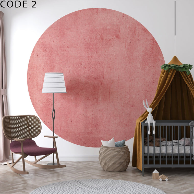 Geometric Red Circle Wall Decal: Colorblock Nursery Mural Circle Headboard Wall Sticker