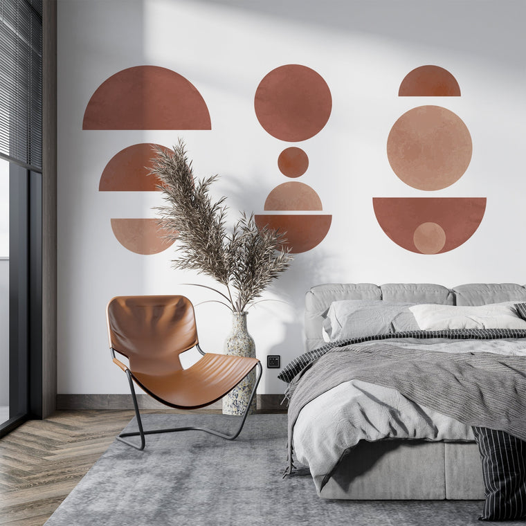 Geometric Watercolor Wall Decal: Earth Tones, Mid Century Modern
