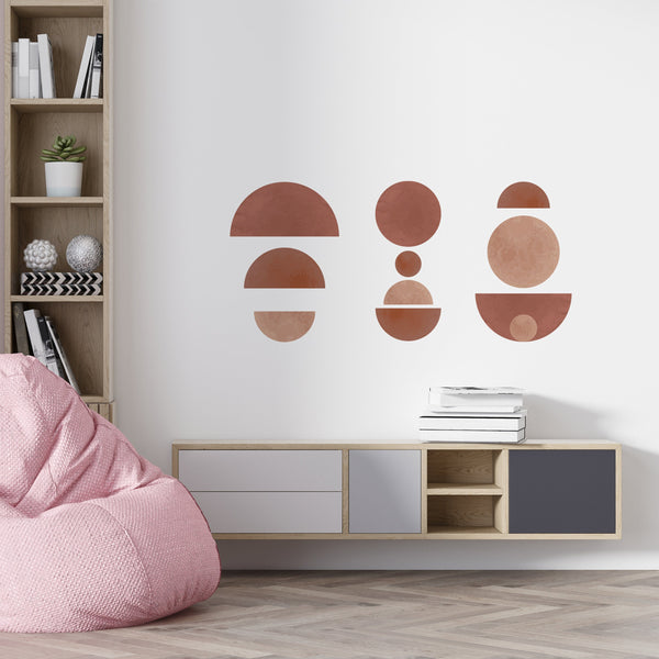 Geometric Watercolor Wall Decal: Earth Tones, Mid Century Modern
