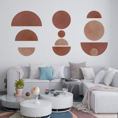 Geometric Watercolor Wall Decal: Earth Tones, Mid Century Modern