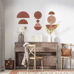 Geometric Watercolor Wall Decal: Earth Tones, Mid Century Modern