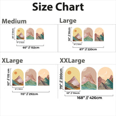 Golden Horizon Arch Wall Decal Set – Pastel Sunset & Emerald Mountain Mural