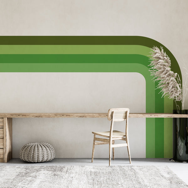 Green Colorblock Arch Wall Decal: Modern Home Decor