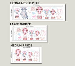 Hot Air Balloons  Nursey Wall Decal, Ballon Watercolor Decal, Art Nursery Wall Decal, Kids Decals, Animals Wall Stickers, Gift for Kids Baby