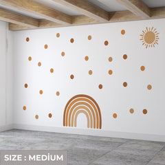 Boho Sun and Rainbow Wall Decal - Brown & Pink Nursery Wall Sticker for Kids Room Decor