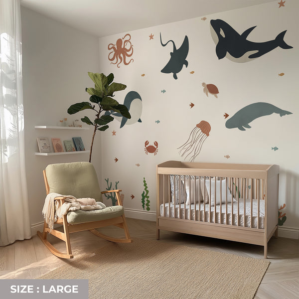 Under the Sea Orca & Whales Wall Decal Set
