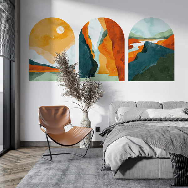 Landscape Modern Wall Decal, Removable Peel And Stick, Landscape Removable Wall Decal, Bohemian Peel And Stick Decal, Abstract Wallpaper