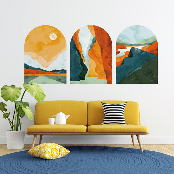 Landscape Modern Wall Decal, Removable Peel And Stick, Landscape Removable Wall Decal, Bohemian Peel And Stick Decal, Abstract Wallpaper