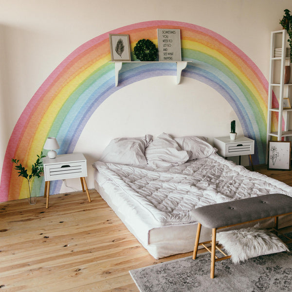 Large Rainbow Wall Decal,Watercolor Nursery Decor